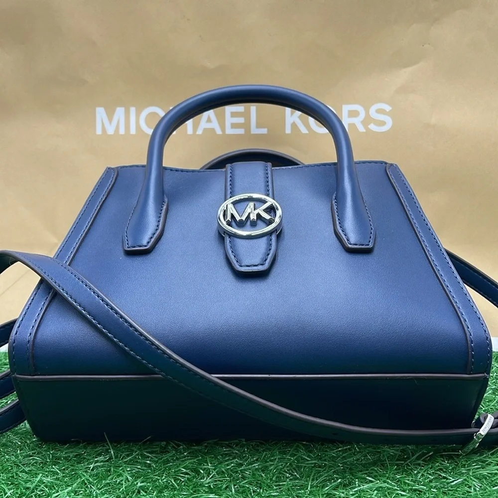 MICHAEL KORS Gabby Small Faux Leather Satchel COLOR NAVY NWT